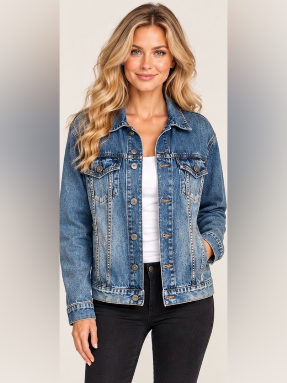 DENIM JACKET NWOT TK AXEL UNISEX Classic Unisex Style Blue Jean Jacket Oversized